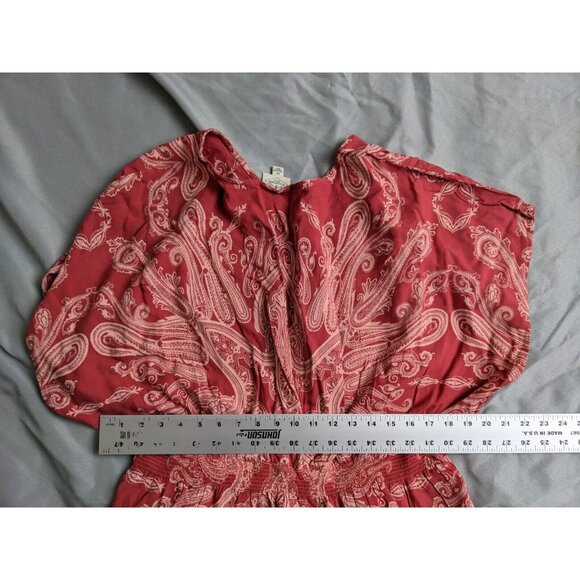 St Johns Bay Top Red Paisley Babydoll Smocked Festival Boho Rayon Womens 2X - Picture 7 of 7